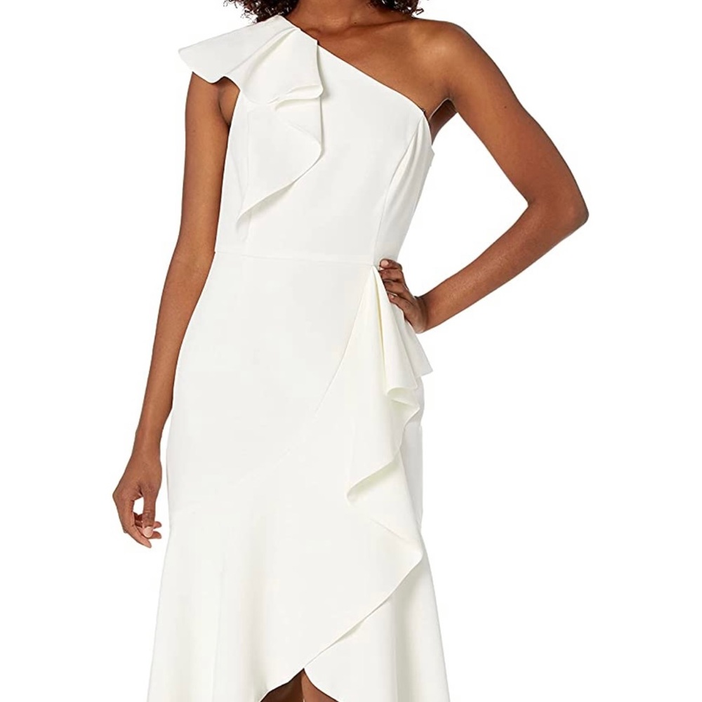 Ruffle One Shoulder High Low Cocktail Dress